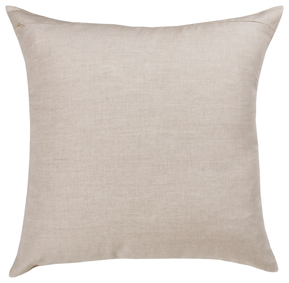 Estate Hand-Woven Gray/Tan Patchwork Linen Throw Pillow