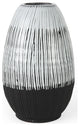 13" Black White and Gray Patterned Lines Ceramic Vase
