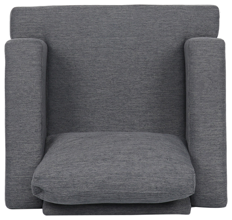 Vue Modern Fabric Upholstered Club Chair, Charcoal/Silver