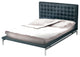 Bentley Faux Leather Queen Platform Bed With Stainless Steel Base