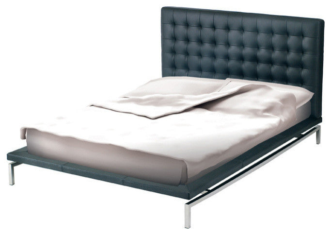 Bentley Faux Leather Queen Platform Bed With Stainless Steel Base