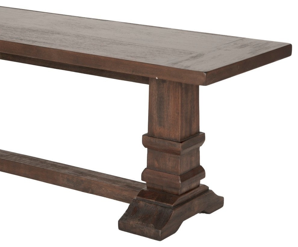 Wooden Large Dining Bench, Rustic Java Brown