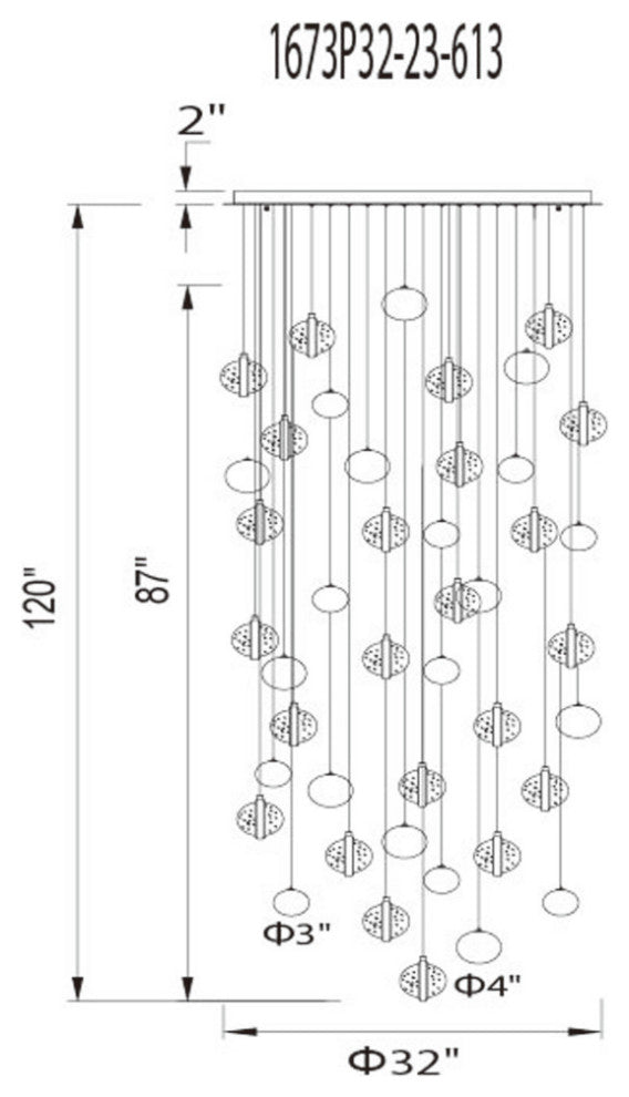 Salvador 32 in LED Integrated Polished Nickel Chandelier