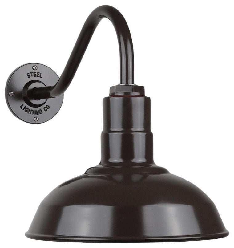 12" Modern Farmhouse Barn Light with 16" Gooseneck, The Westchester, Dark Bronze