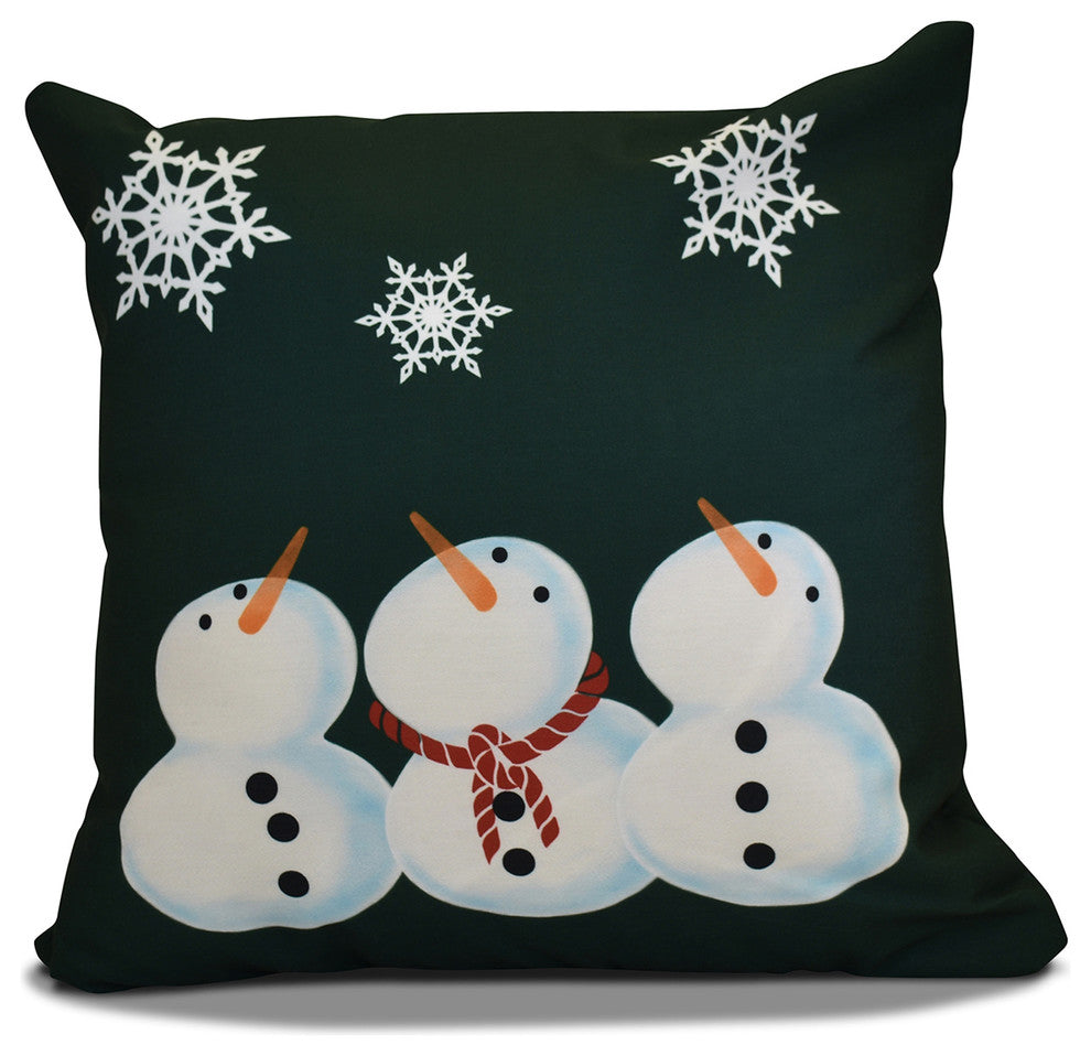 Decorative Holiday Pillow Geometric Print, Dark Green, 18"x18"
