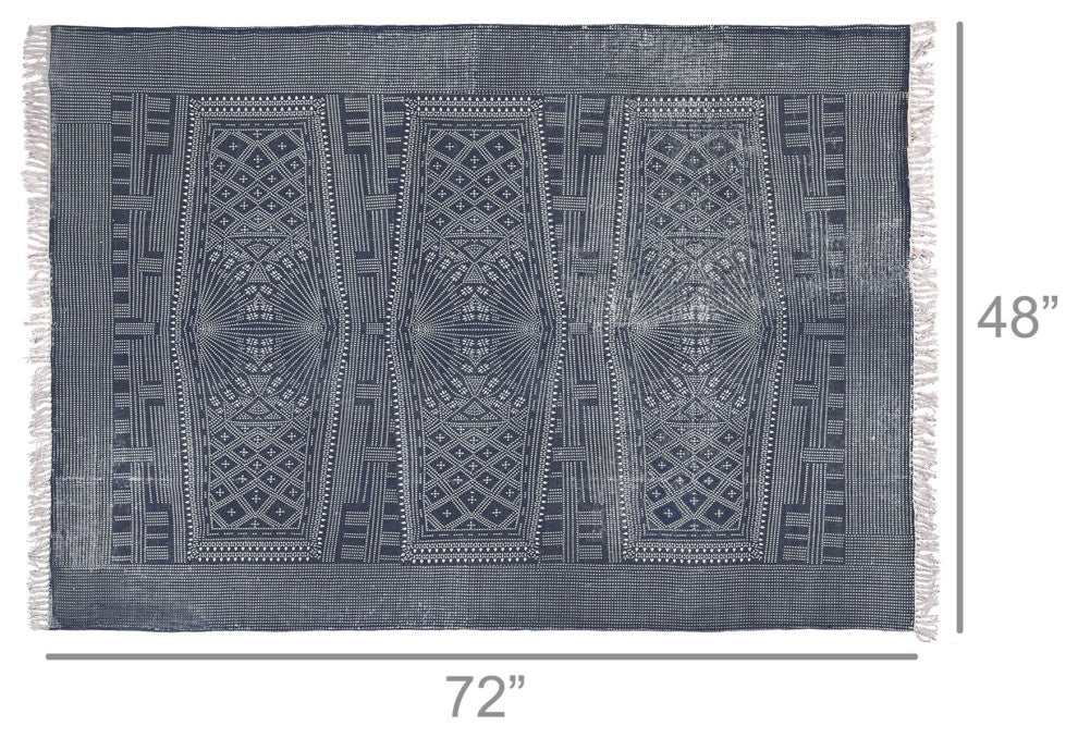8??X 10??Blue And Ivory Batik Area Rug