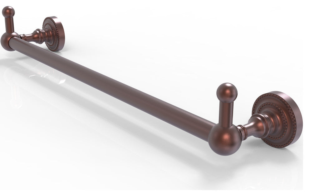 Dottingham 24" Towel Bar with Integrated Hooks, Antique Copper
