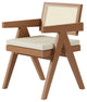 Archic Japandi Rattan Dining Chair, Walnut, With Upholstery