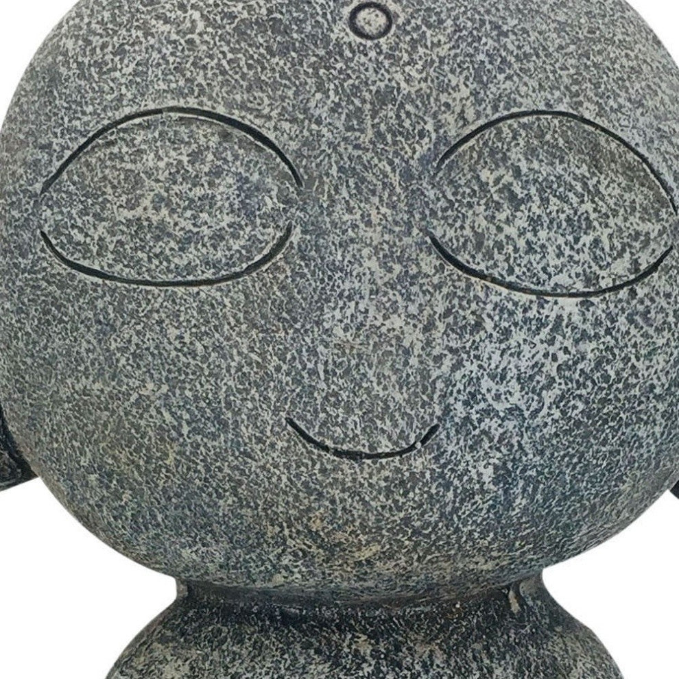 13" Gray Happy Monk Indoor Outdoor Statue