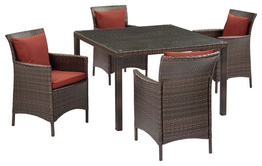 Conduit 5 Piece Outdoor Patio Wicker Rattan Set