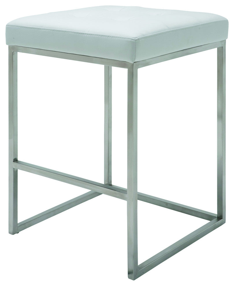 Chi Stool, Seat: White, Base: Stainless Steel, Counter Height