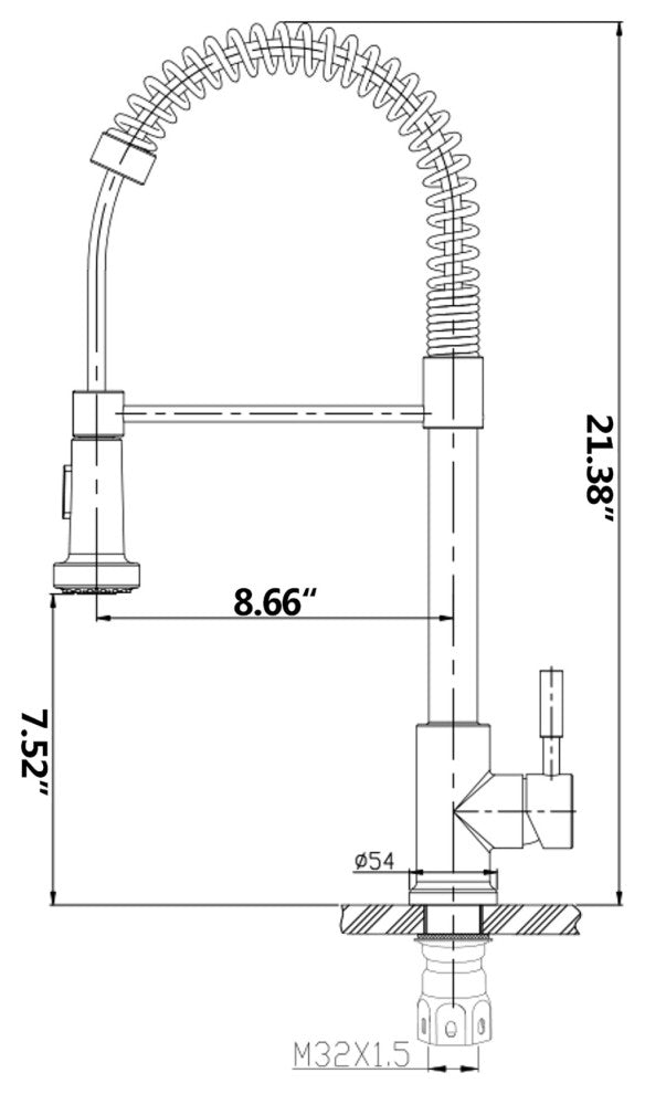 Single Handle Deck Mounted Spring Neck Kitchen Faucet with Pull Down Sprayer , B