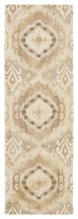Athena Ikat Hand-tufted Wool Beige/Ivory Rug, 2'6" x 8'