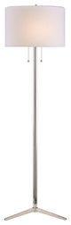 White Drum Shade Floor Lamp, Polished Nickel
