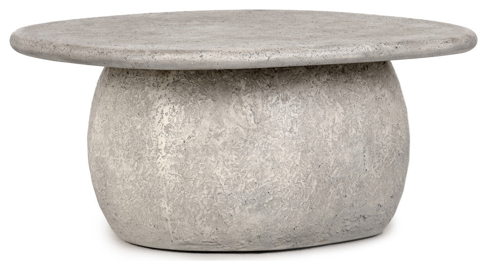 Britney 42" Concrete Outdoor Round Coffee Table, Light Grey