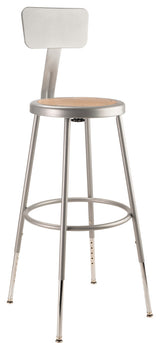 NPS 25"-33" Height Adjustable Heavy Duty Steel Stool With Backrest, Grey