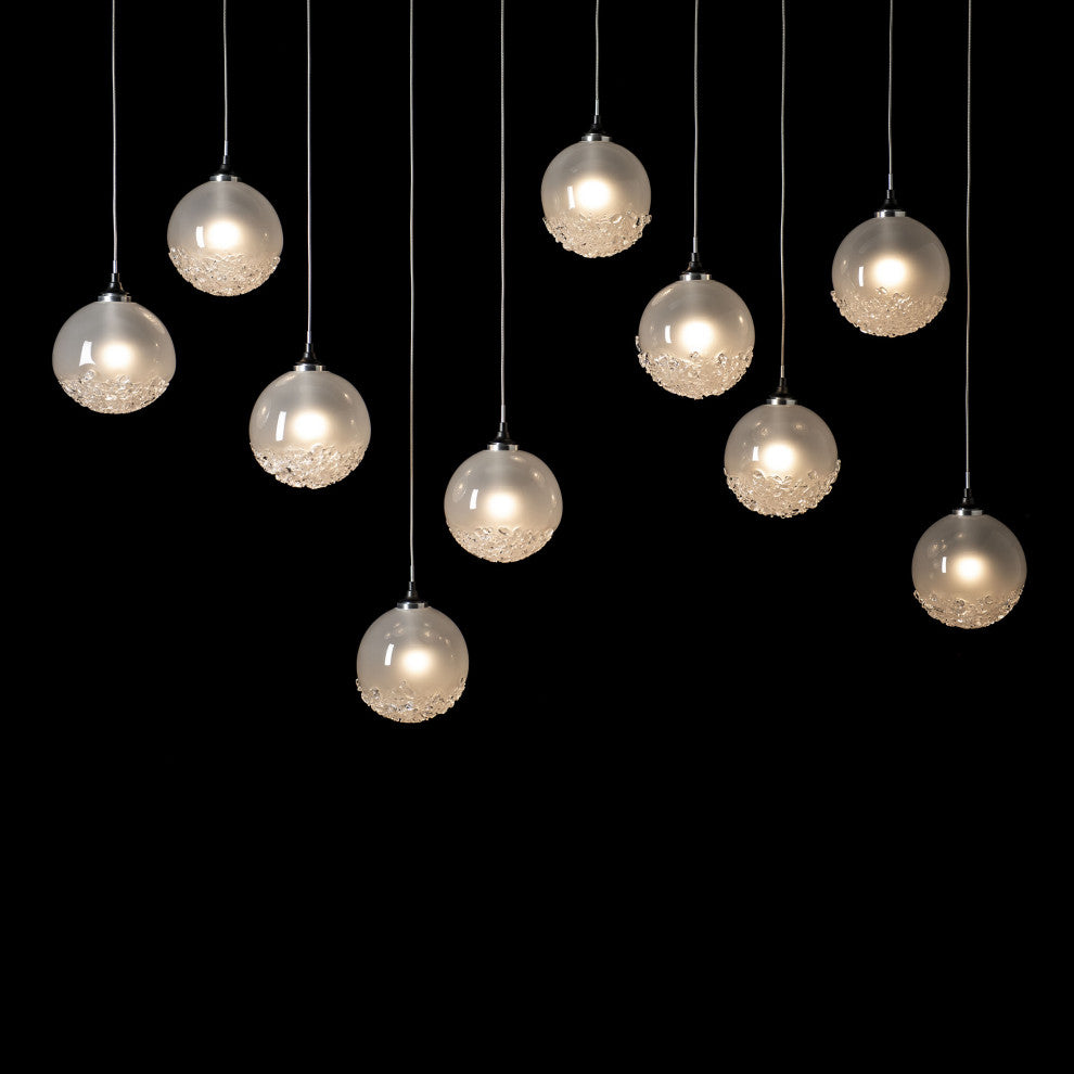 Fritz Globe 10-Light Pendant - Black - Frosted Glass - Standard