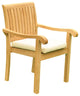 11 Piece Teak Dining Set, 122" Double Rectangle Table, 10 Nain Stacking Chairs