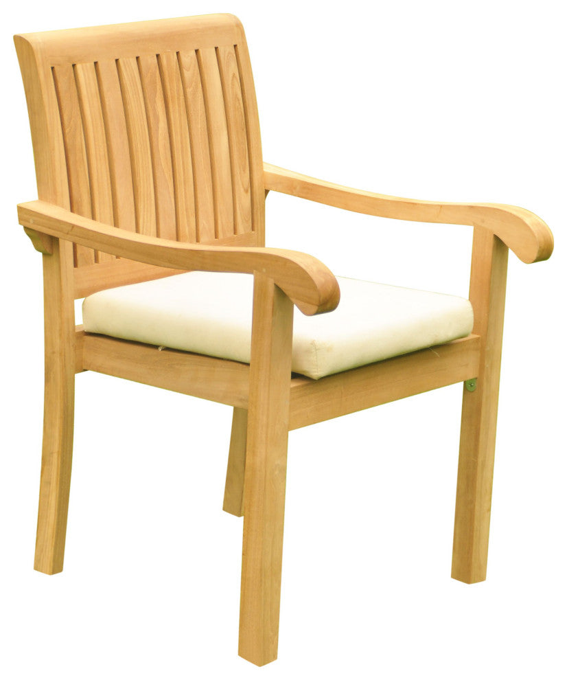 11 Piece Teak Dining Set, 122" Double Rectangle Table, 10 Nain Stacking Chairs