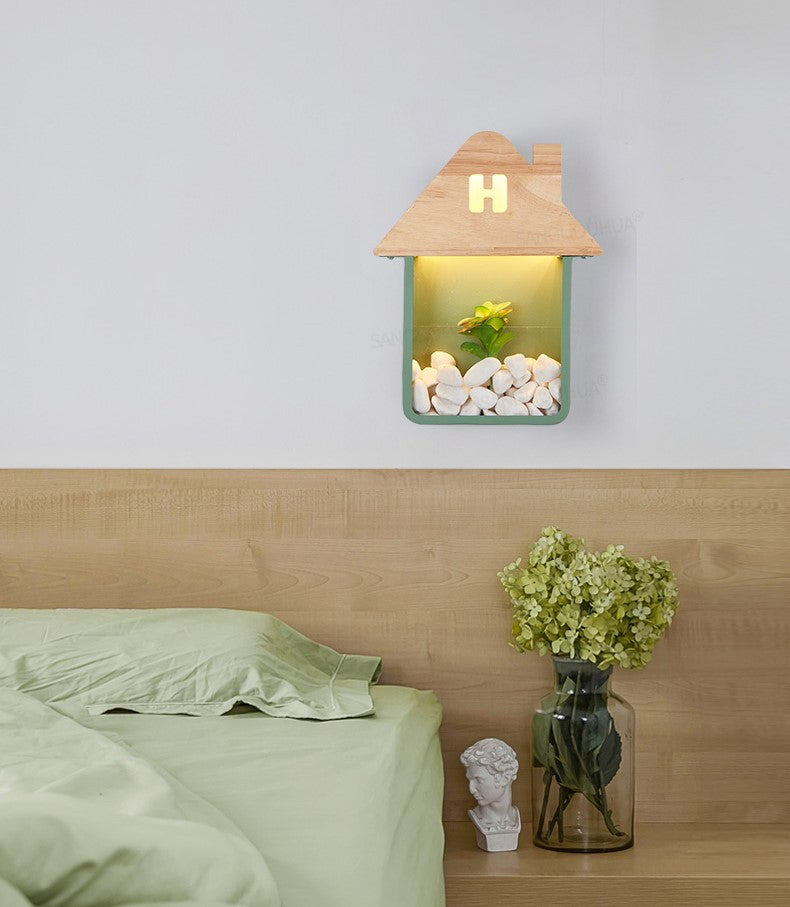 Telde | House shaped LED Wall Lamp for Kids Room, Green