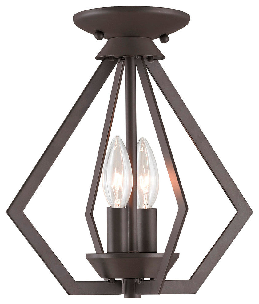 Prism 2-Light Mini Chandelier/Ceiling Mount, Bronze