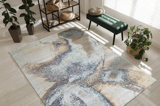 Hand-Knotted Wool Gray Silver Transitional Abstract Traditional Knot Rug, 7'10 X 10'