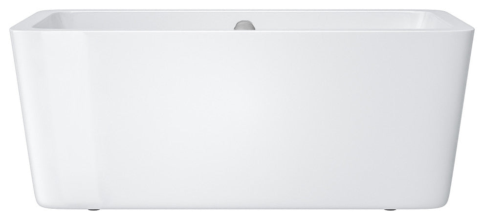 67 in. Acrylic Rectangular Flatbottom Freestanding Soaking Bathtub in White
