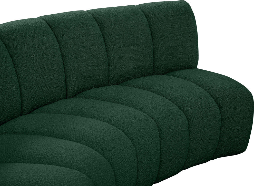 Infinity Black Boucle Fabric Upholstered Arc Shaped Modular Sectional, Green, 9-Piece, Arc-Shaped