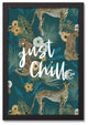 Just Chill Tropical Cheetah Teal 13.73x19.73 Black Framed Canvas