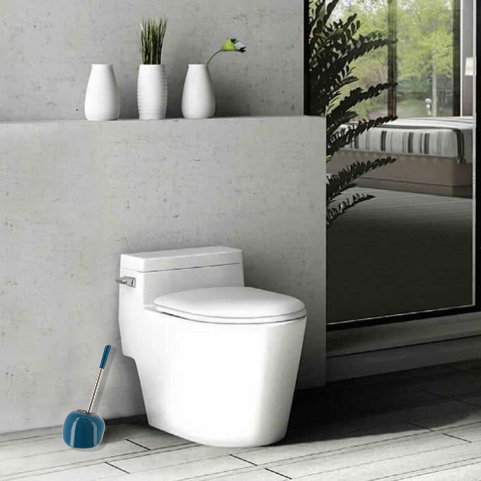 PISE Freestanding Toilet Brush and Holder Set , Peacock Blue