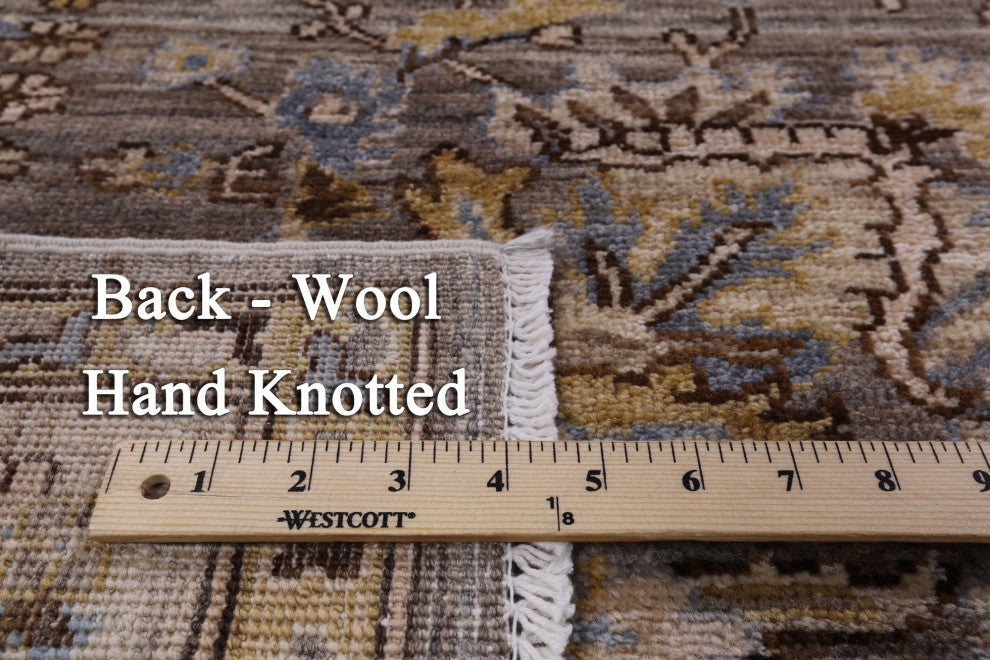 8' 5" X 9' 10" Natural Peshawar Hand Knotted Rug Q4426