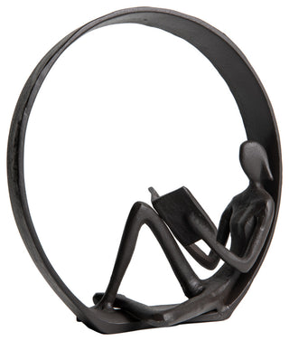 Danya B. Contemporary Encircled Reader Cast Iron Sculpture Statue, Female