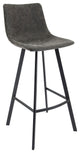 LeisureMod Elland Modern Upholstered Leather Bar Stool With Iron Legs & Footrest