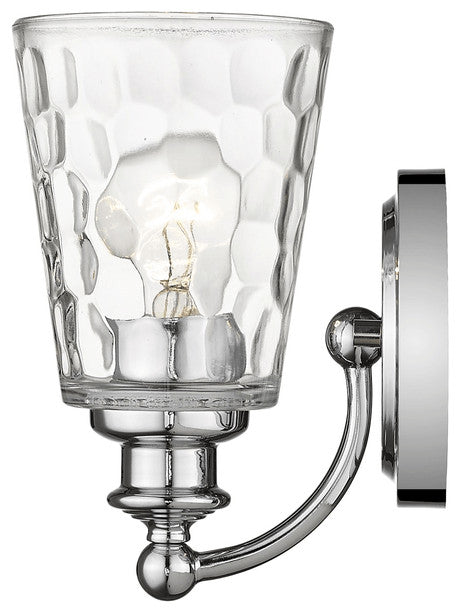 Silver Metal and Pebbled Glass Wall Light
