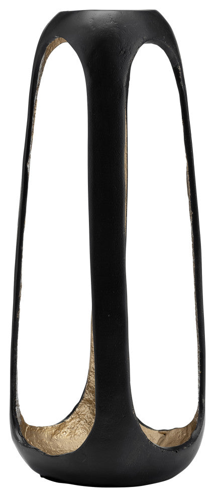 Metal, 15"H, Open Vase, Matte Black