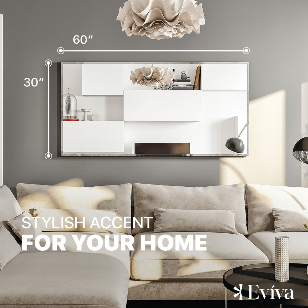 Eviva Sax Polished Chrome Wall Mirror, 60"