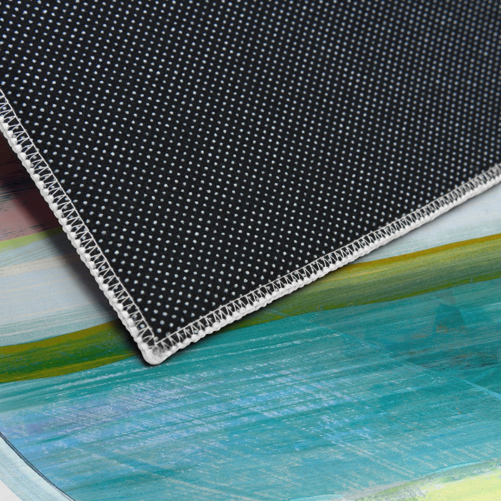 Rhythmic Circles III Geometric Art Area Rug, 5'x7.5'