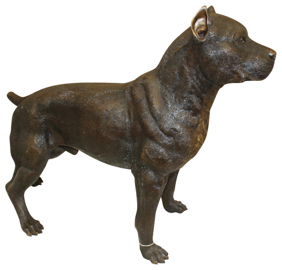 Pit Bull Dog Bronze Statue -  Size: 33"L x 11"W x 26"H.