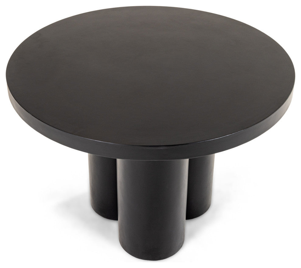 Modrest Bruni Modern Black Concrete Round Dining Table