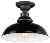 Maxim 35110 Granville 12"W Semi-Flush Ceiling Fixture - Gloss Black / Black