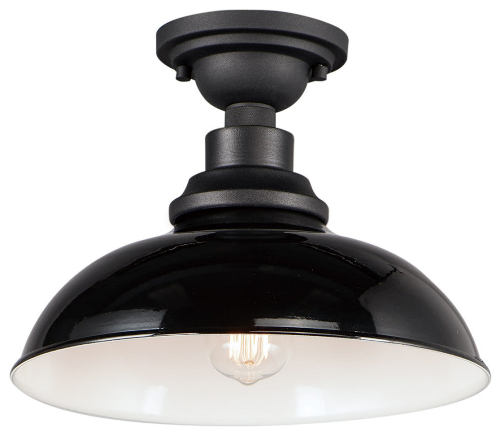 Maxim 35110 Granville 12"W Semi-Flush Ceiling Fixture - Gloss Black / Black