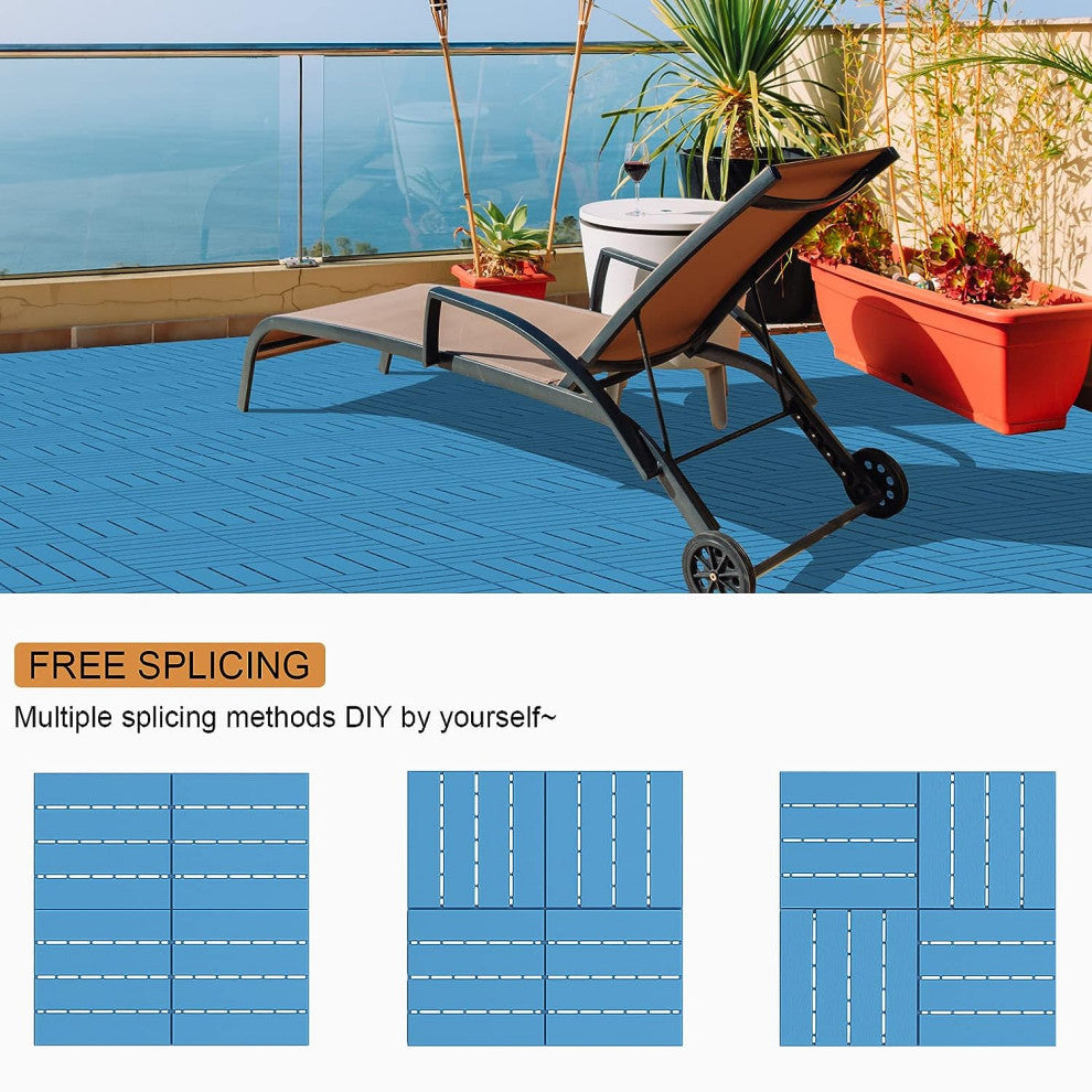 Plastic Interlocking Deck Tiles, 36 Pack