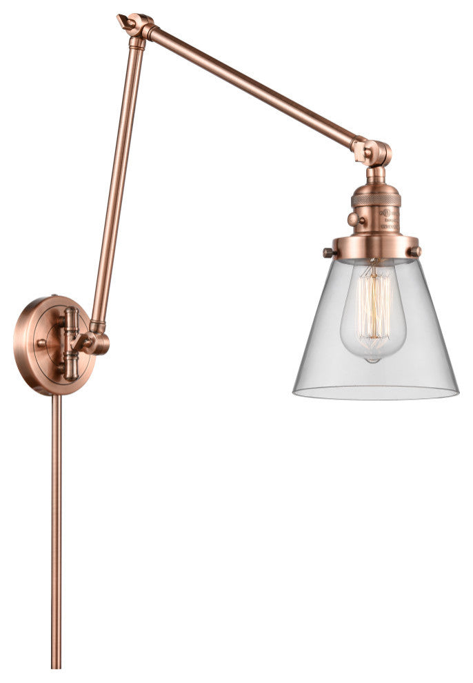Cone Swing Arm With Switch, Antique Copper, Clear, Clear