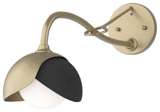 Brooklyn 1-Light Double Shade Sconce, Soft Gold, Black, Opal Glass