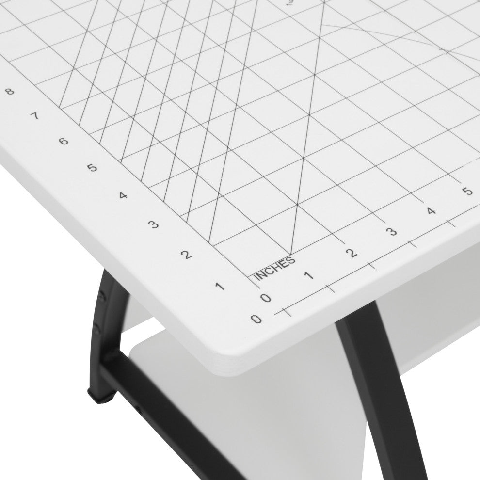 Comet Hobby Desk With Grids, Fold-Down Top, With Height Adjustable Platform