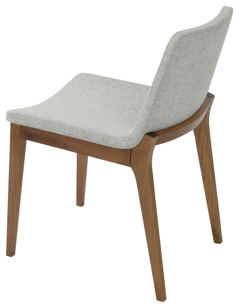 Nevada Wood Chair, Solid Beech Walnut Base, Silver Camira Wool