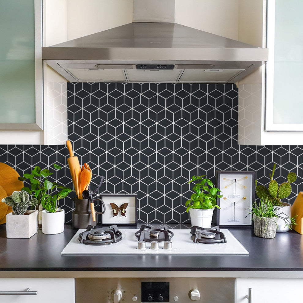 Hudson Rhombus Matte Black Porcelain Floor and Wall Tile