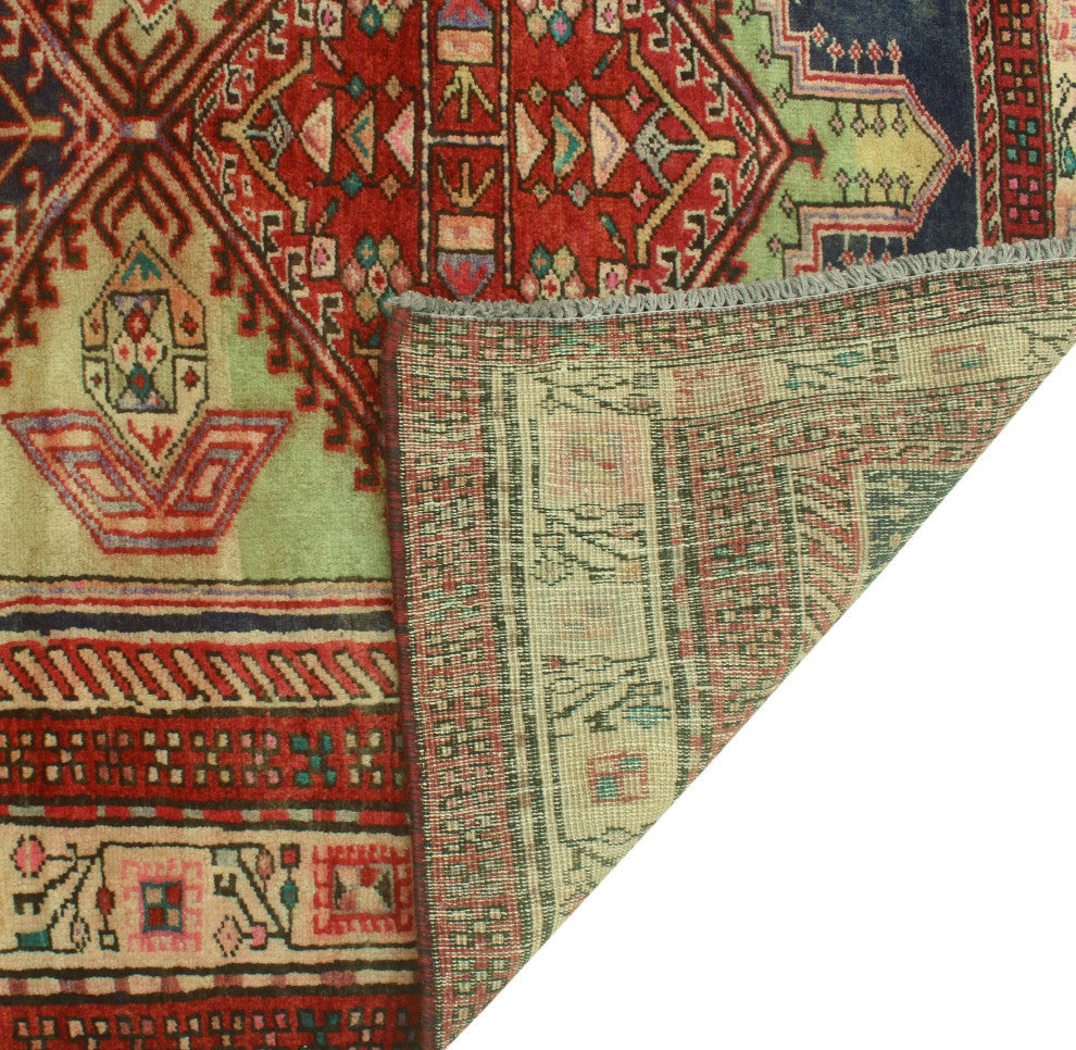 Fine Vintage Distressed Aisha Light Green/Beige Runner, 3'10x9'7