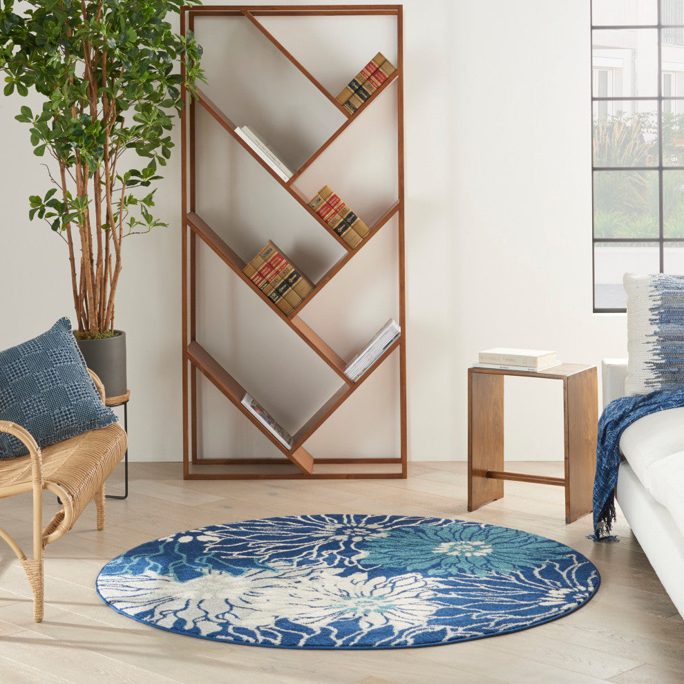 Nourison Passion 4' x Round Navy/Ivory Contemporary Indoor Area Rug