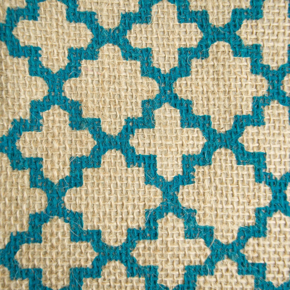 DII Burlap Bin Lattice Teal Round Large 15x16x16"